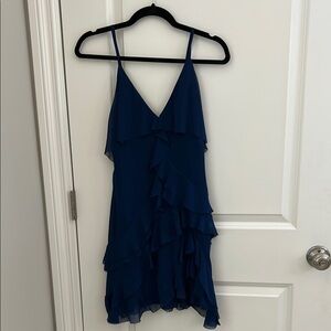 Alice + Olivia Blue Ruffled Tiered Mini Dress
